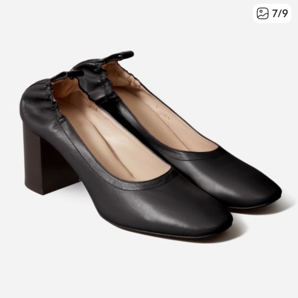 Everlane Day High Heel in Black Leather